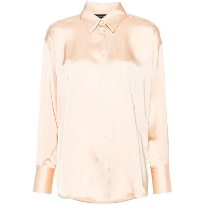 Fabiana Filippi Satin Elongated Shirt In Beige