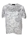 Fabiana Filippi Crew-neck, Short-sleeved, Oversized Silk Shirt With Branch Patterned Print In White