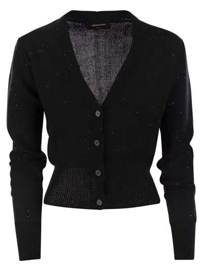 Fabiana Filippi Short Cardigan With Sequins In Black