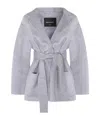 Fabiana Filippi Stylish Coat With Belted Waist And Hood In Blue