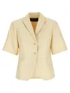Fabiana Filippi Short Sleeve Blazer With Back Vent In Brown