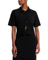 Fabiana Filippi Short Sleeve Button Up Sweater In Black