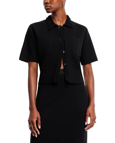 Fabiana Filippi Short Sleeve Button Up Sweater In Black