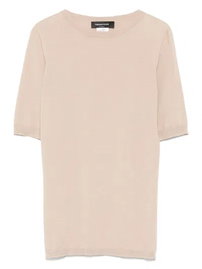 Fabiana Filippi Short-sleeve Cashmere Top In Nude