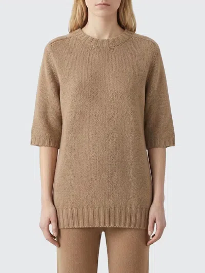 Fabiana Filippi Short Sleeve Crewneck Sweater In Beige In Pink
