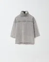 Fabiana Filippi Short Sleeve Gray Denim Top With Strass In Grey