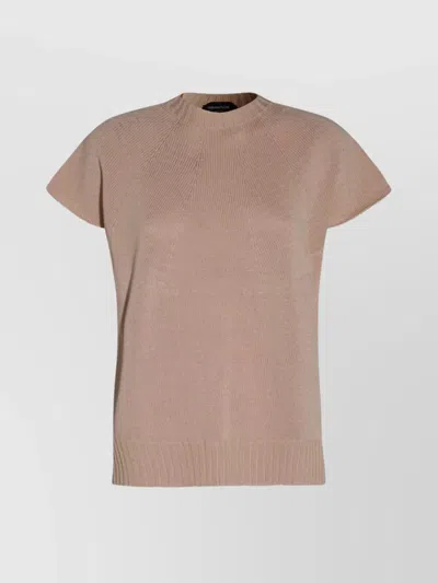 Fabiana Filippi Short Sleeve High Neck Knit Top In Pink