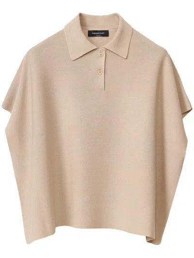 Fabiana Filippi Short Sleeve Polo Top In Nude
