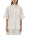 Fabiana Filippi Linen Shirt With Short Sleeves And Chest Pocket In White