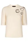 Fabiana Filippi Embellished Short-sleeved Sweater In White