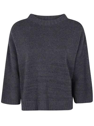 Fabiana Filippi Short Sleeve Sweater Falcon In Gray