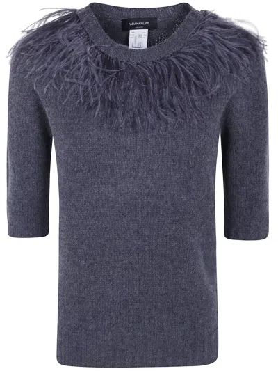 Fabiana Filippi Short Sleeve Sweater In Gray