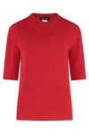 Fabiana Filippi Short-sleeved Cashmere Sweater With Ribbed Trims In Red