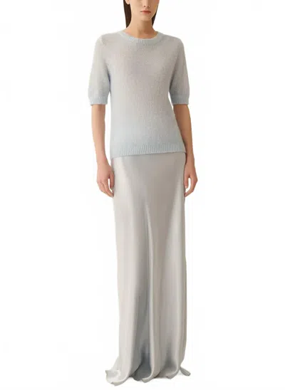 Fabiana Filippi Short Sleeve Sweater With Sequins In Aqua In Blue