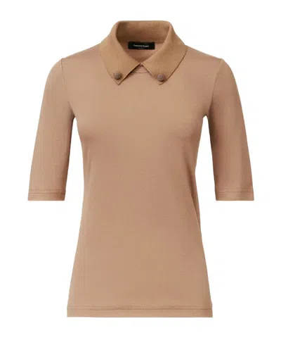 FABIANA FILIPPI SHORT SLEEVE T-SHIRT WITH KNIT COLLAR AND PINS