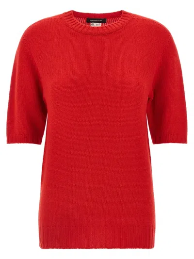 FABIANA FILIPPI SHORT-SLEEVED CASHMERE SWEATER WITH RIBBED TRIMS