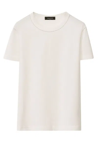 FABIANA FILIPPI SHORT-SLEEVED COTTON TOP WITH ROUND NECKLINE