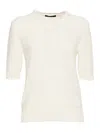 Fabiana Filippi Short-sleeved Crew Neck Top With Textured Knit In White