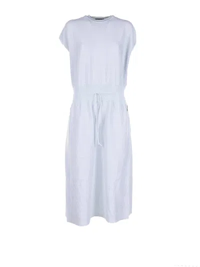 Fabiana Filippi Short-sleeved Dress With Drawstring Waist In Blue