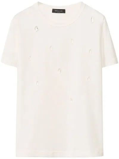 Fabiana Filippi Short-sleeved Jersey Top With Subtle Embellishments In Neutral
