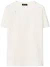 Fabiana Filippi Short-sleeved Jersey Top With Subtle Embellishments In Neutral