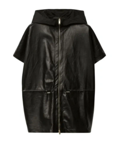 Fabiana Filippi Short-sleeved Leather Jacket In Black