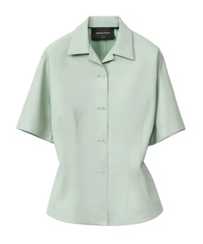 Fabiana Filippi Short-sleeved Leather Jacket In Green