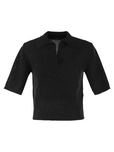 FABIANA FILIPPI FABIANA FILIPPI SHORT SLEEVED POLO SHIRT WITH SEQUINS