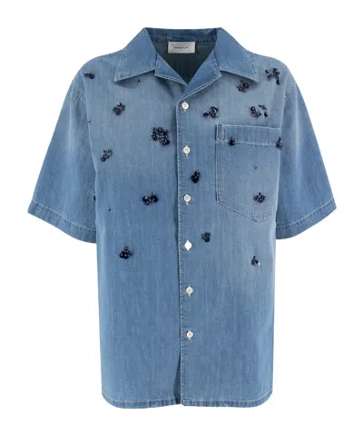Fabiana Filippi Light Blue Shirt With Crystal And Sequin Embellishments