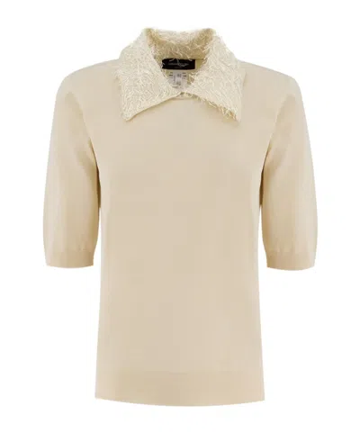 Fabiana Filippi Short-sleeved Sweater In Neutral