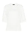 Fabiana Filippi Stud-embellished Cotton T-shirt In White