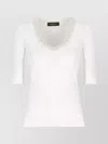 Fabiana Filippi Ribbed Jersey T-shirt With Contrasting Knit Collar In White