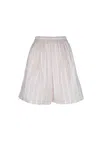 Fabiana Filippi Striped Pattern Lightweight Fabric Elastic Waistband Shorts In Candy Optical White