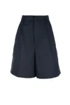 Fabiana Filippi High Waist Pleated Wide Leg Shorts In Midnight Blue