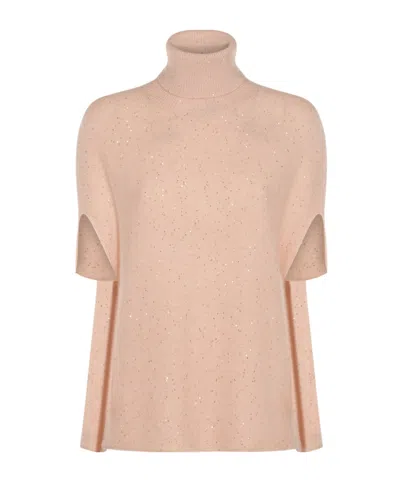 Fabiana Filippi Short-sleeved High-neck Sweater In Pink