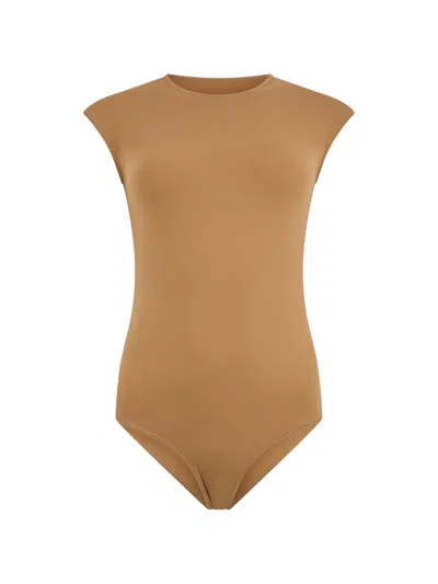 Fabiana Filippi Short-sleeved Round-neck Bodysuit In Brown