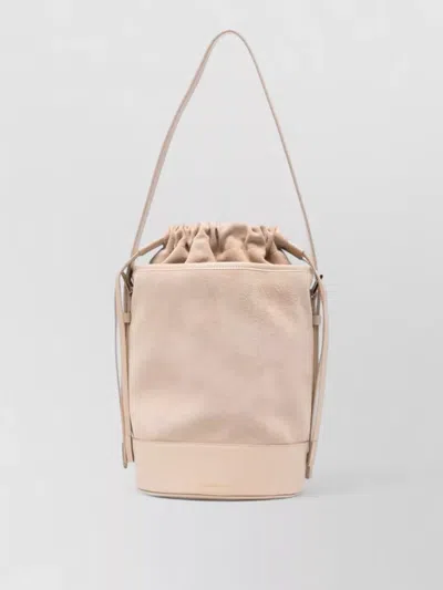Fabiana Filippi Shoulder Bucket Bag Suede Finish Adjustable Strap In Neutral