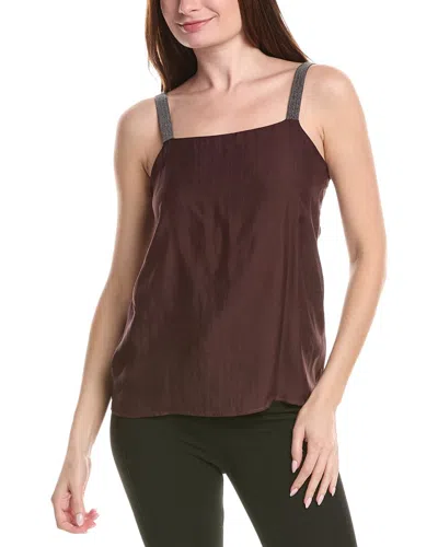 Fabiana Filippi Shoulder Strap Silk Top In Brown