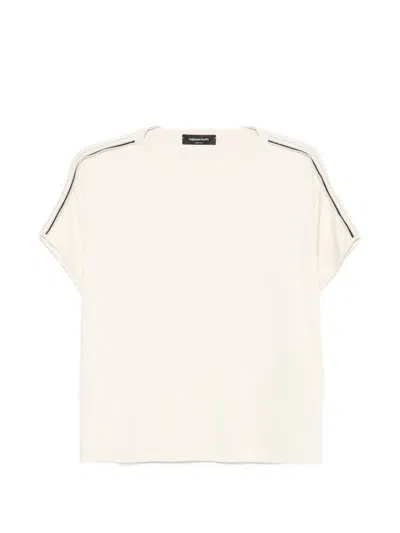 Fabiana Filippi Side-stripe Short-sleeve T-shirt In Neutral