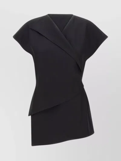 Fabiana Filippi Silk And Fresh Wool Blouse With Belt In Black