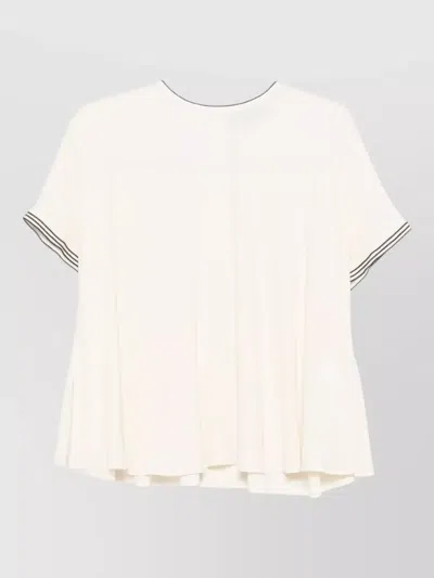 Fabiana Filippi Silk Blend Lounge Top Striped Trim In Neutral