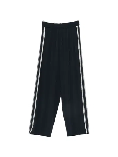 Fabiana Filippi Silk Blend Trousers Relaxed Fit Stripe In Black
