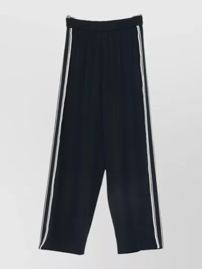 Fabiana Filippi Silk Blend Trousers Relaxed Fit Stripe In Black