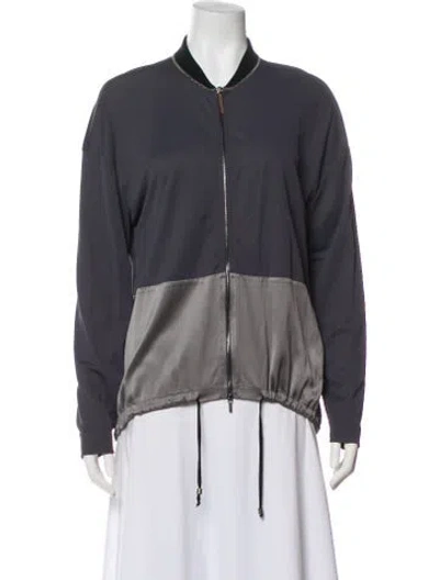 Pre-owned Fabiana Filippi Silk Bomber Jacket In Gray