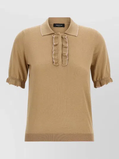 Fabiana Filippi Silk Cotton Polo Shirt Short Sleeves In Brown