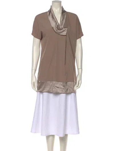 Pre-owned Fabiana Filippi Silk Cowl Neck Tunic In Neutral