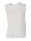 Fabiana Filippi Silk Crepe Top With Macrame Lace Detail In Gray