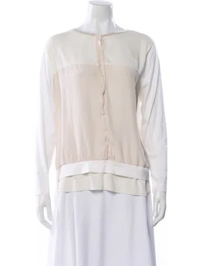 Pre-owned Fabiana Filippi Silk Crew Neck Blouse In White