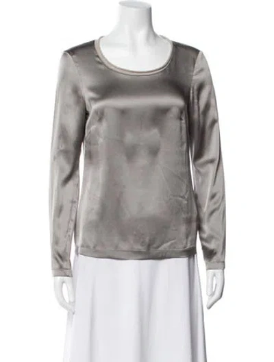Pre-owned Fabiana Filippi Silk Crew Neck Top In Gray
