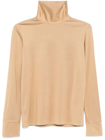 Fabiana Filippi Silk Jersey T-shirt In Brown